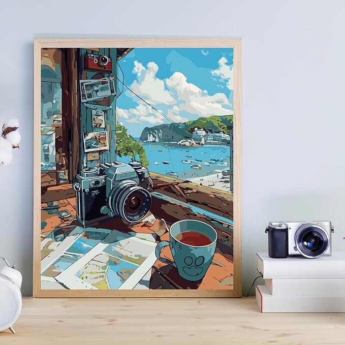 CHWGLFGG Paint by Numbers Kit for Adults Beginner, Beach Scenery Adult Paint by Number Kits on Canvas, DIY Acrylic Oil Easy Painting by Numbers for Home Wall Decor 16X20 inch (Without Frame)