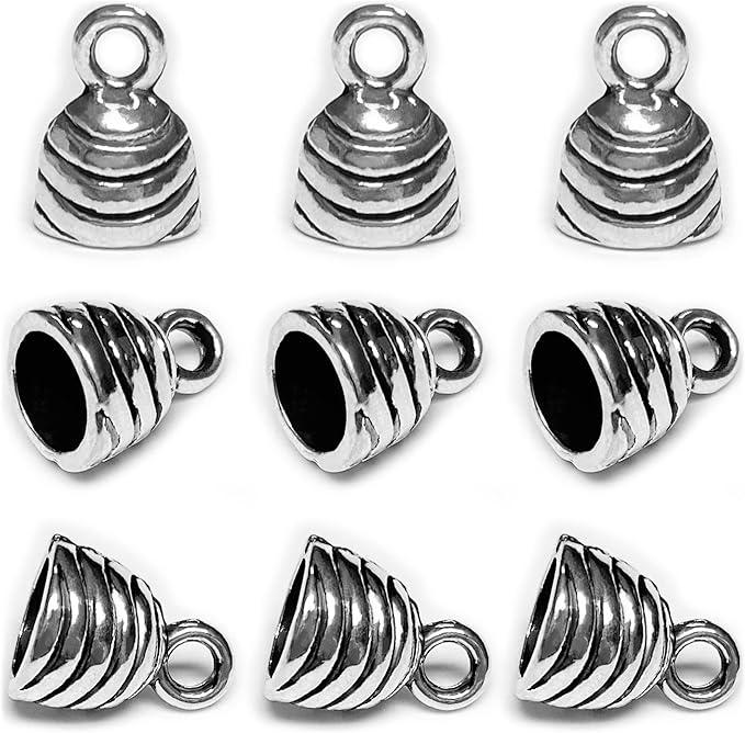 Round Tassel End Caps 50 pcs Barrel End Caps Flat Leather Cord End Caps Bracelet Making Supplies Leather Bracelet Making Kit Silver Cord End Cap Kumihimo Kit