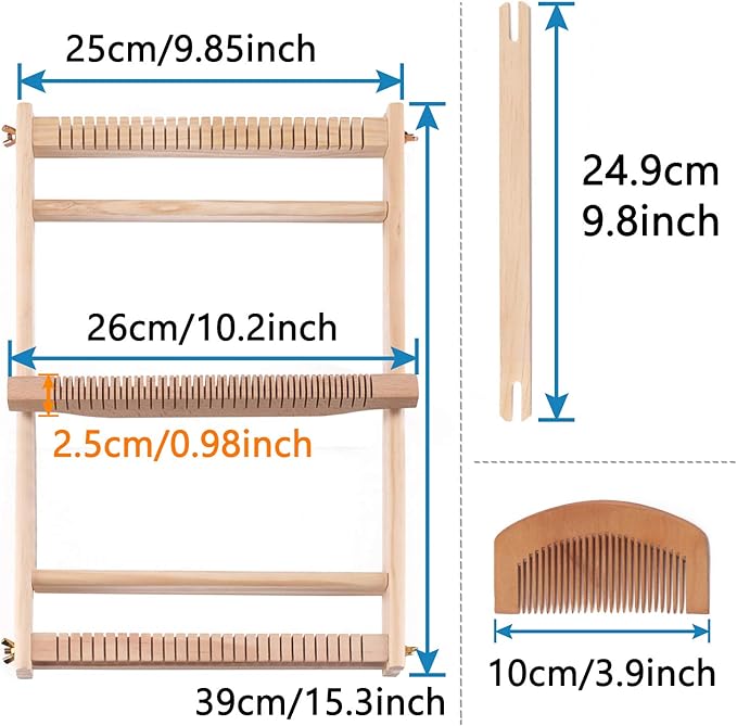 CYCHIRV Weaving Loom Kit, 15.2" H x 9.85" W Wooden Tapestry Looms, Warp Frame Loom Heddle Bar for Weave Board Weaver Tapestry Kids Beginner
