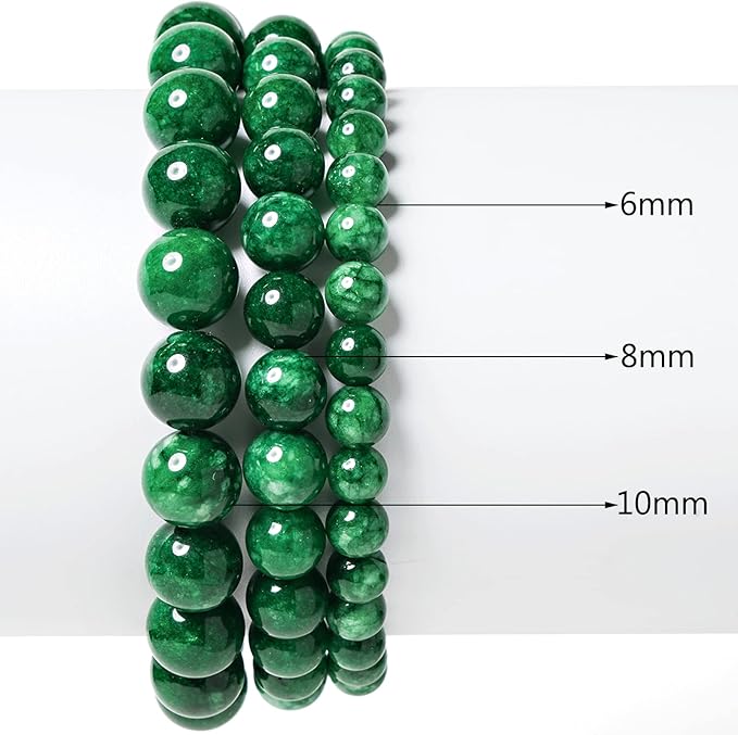 6mm Natural Blackish Green Chalcedony Round Bead - 60PCS Bulk Gemstone Beads for Jewelry Making, DIY Bracelets, Necklaces - Includes Crystal Stretch Cord - Stone Beads for Crafting Gifts