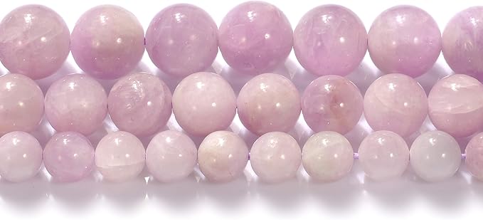 12mm Natural Kunzite Gemstone Round Loose Beads Crystal Stone Bracelet Necklace Accessories Crafts for Jewelry Making DIY,1 Strand 15"