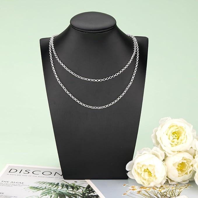KYUNHOO 5 Meters Small Circle Chain for Jewelry Making Silver Plated Necklace Chains Bulk with Jewelry Connectors for Handcraft DIY