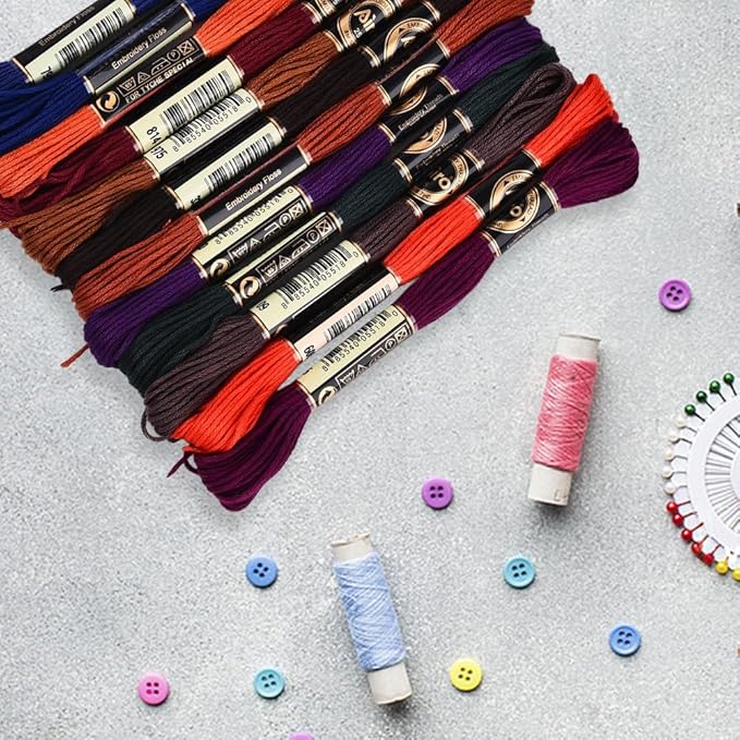 12 Skeins 6 Strands Hand Variegated Embroidery Floss Gradient Cross Stitch Thread Polyester Friendship Bracelet String Yarn Bracelets Threads Bulk for Sewing Knitting Craft Crochet Stitching
