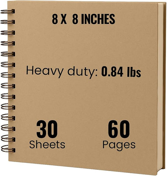 Scrapbook Album | Extra Thick Kraft Paper with Hardcover - 8 x 8 210gsm, 30 sheet