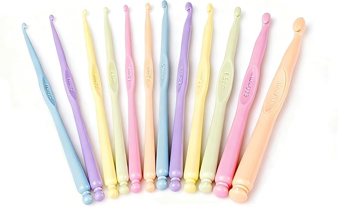 12 PCS Crochet Hooks Set, 2.0-10mm Ergonomic Knitting Needles, DIY Yarn Weaving Tools for Beginners & Experts, Crafting Socks Scarves Hats Blankets