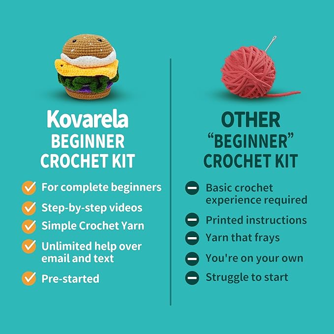 Kovarela Beginners Crochet Kit with Simple Crochet Yarn - with Step-by-Step Video Tutorials (Penguin)