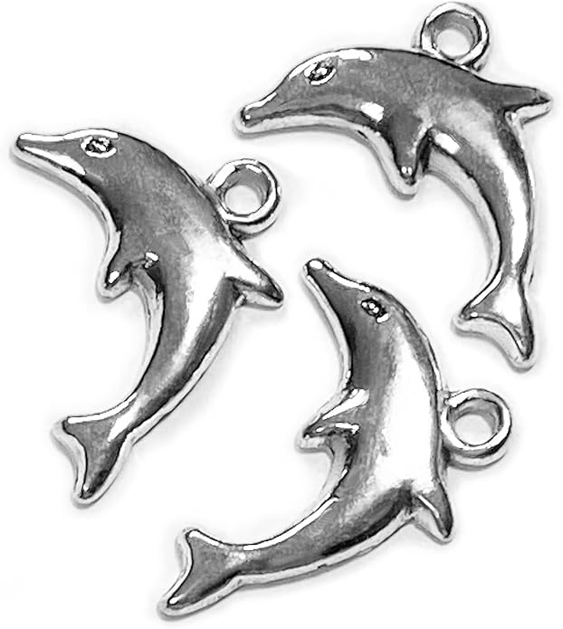 Heather's cf Silver Sea Charms – Antique Pendants, Non-Tarnish, Lead-Free & Nickel-Free, Bulk Ocean Animal Charms for DIY Jewelry, Bracelets, Necklaces, Earrings, Beach Craft Supplies (Sea Animals)