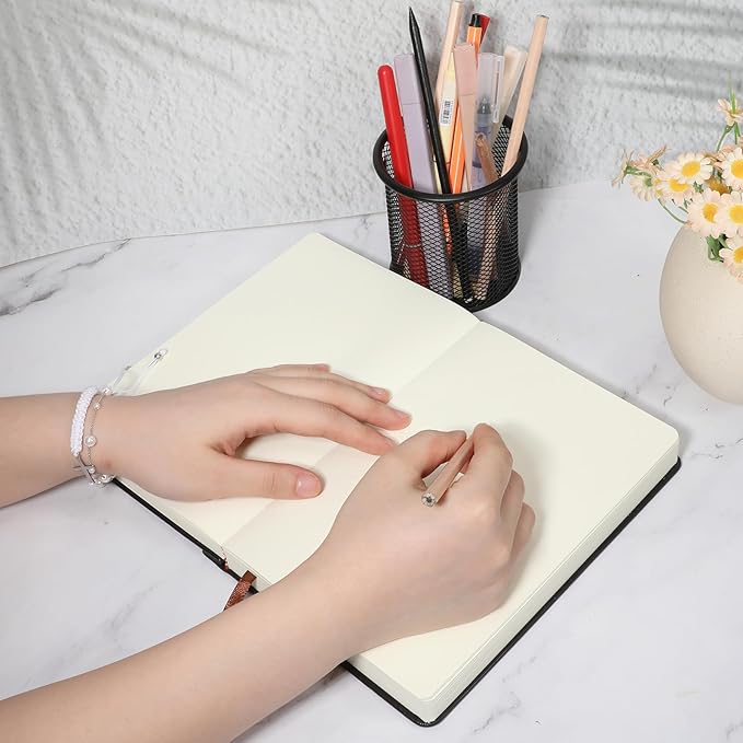 Thick A5 Sketchbook Notebook 660 Pages Blank Thick Smooth Notebook Soft Faux Leather Cover Journal for Ink, Water Color, Pen, Pencils, 80GSM, 5.7" x 8.5"