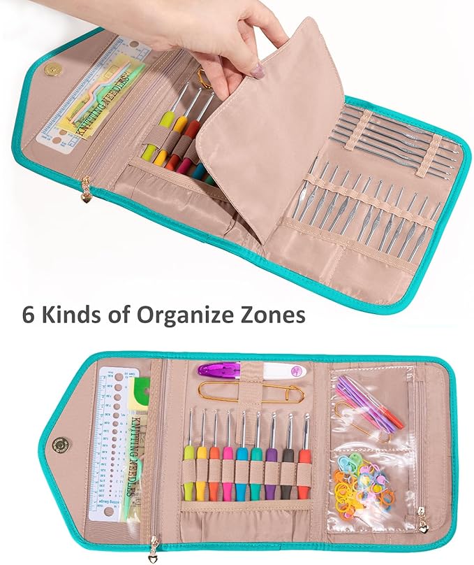 Crochet Hook Case - Foldable Organizer for Knitting & Crochet Supplies - Knitting Accessories