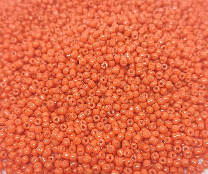 Perlin Glass Seed Beads 2mm 11/0 Round Mini Small Pony Beads 6500pcs for Making Earrings Bracelets Pendants Waist Jewelry DIY Handmade Opaque Color Kit (Orange)