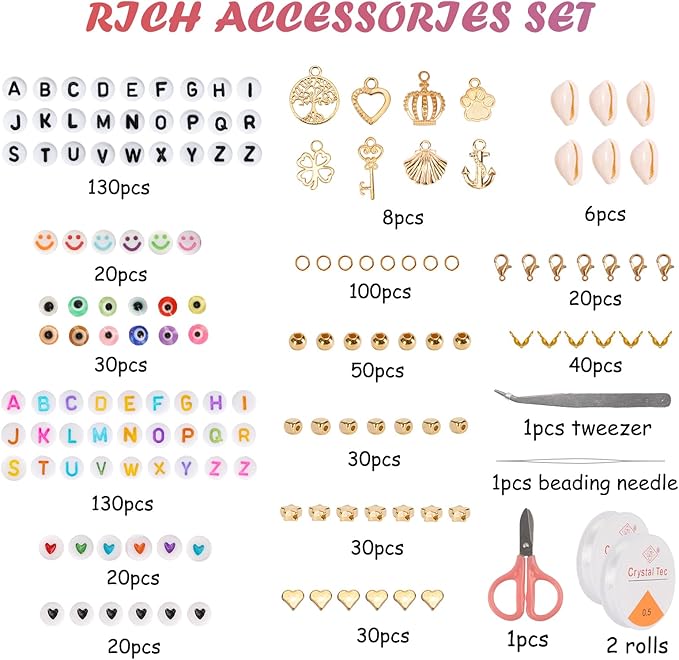 QUEFE 15600pcs 4mm Glass Seed Beads 120 Colors Beads for Bracelet Making Kit Friendship Bracelet Kit with Letter Beads Accessories Charms and Pendants Kit for DIY Jewelry Making Girls Craft