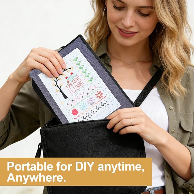 ZMJY Stitch Book with 106 Practice Stitches & Sewing Kit, Includes Instruction Manual, Embroidery Book for Beginners, DIY Embroidery Kit, Learn Cross Stitch, Unique Craft Art Gift