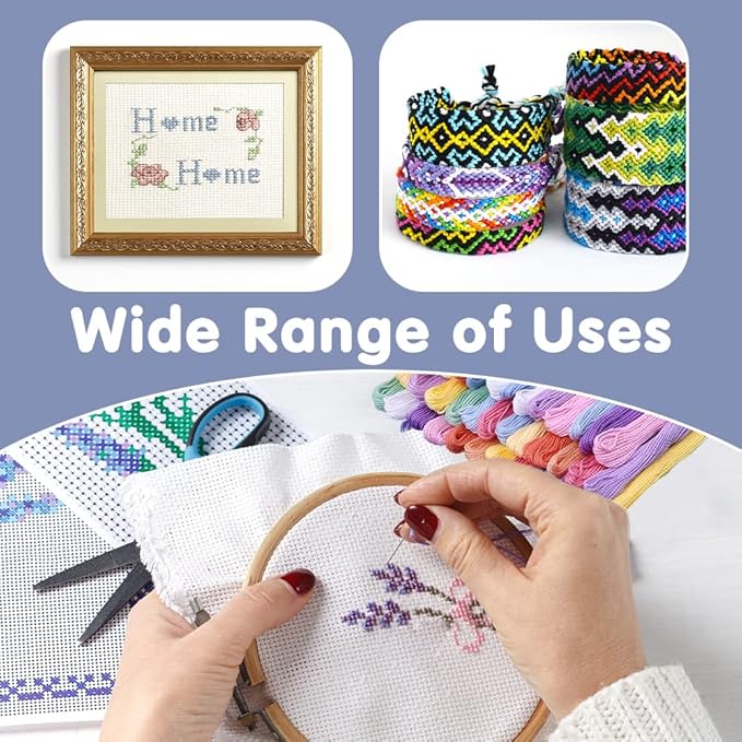 Crafts Floss, Cross Stitch Threads, Friendship Bracelets Floss, Cotton Thread Cross-Stitch Thread for Cross Stitching, Embroidery, DIY Bracelets, Friendship Bracelets Floss Craft Projects