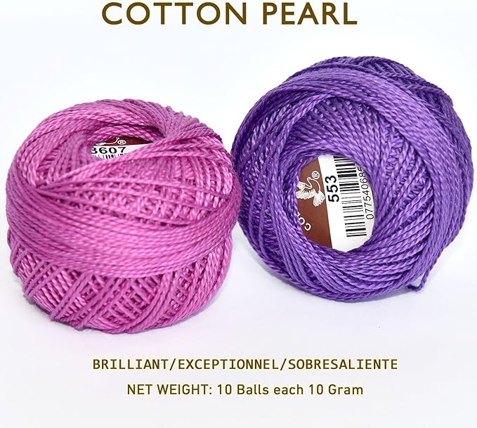 Double Mercerized Egyptian Long Staple Cotton Pearl Thread Ball 10 Grams Rainbow Color Embroidery Thread 10 Colors per Box for Crochet Hardanger Cross Stitch Hand Embroidery,Rainbow Light Color