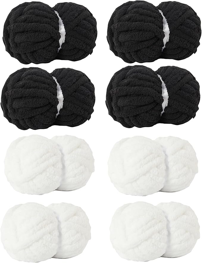 Assorted Chunky Yarn for Hand Knitting,Soft Jumbo Bulky Fluffy Chenille Yarn for Crocheting,Blanket Scarf DIY,8 Pack(28yds, 8 Ounces Each)