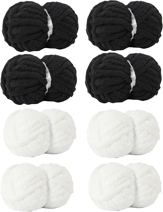 Assorted Chunky Yarn for Hand Knitting,Soft Jumbo Bulky Fluffy Chenille Yarn for Crocheting,Blanket Scarf DIY,8 Pack(28yds, 8 Ounces Each)