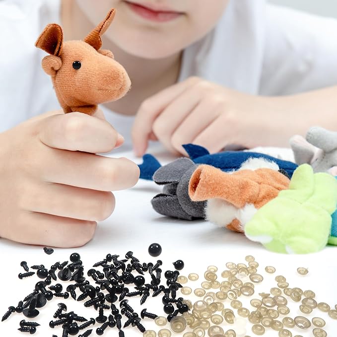 TOAOB 200pcs Safety Eyes and Noses with Washers Crafts Crochet Eyes 6mm to 14mm Black Plastic Safety Eyes for Amigurumis and Stuffed Animals Making