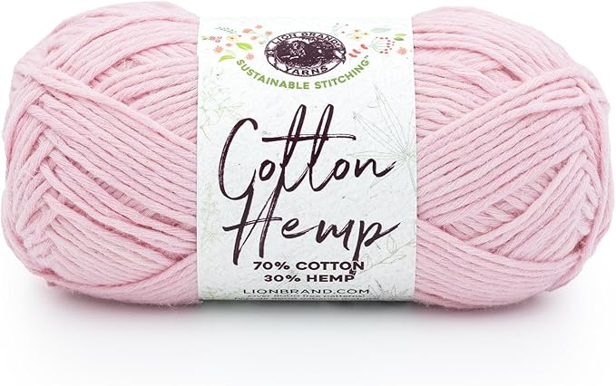 Lion Brand Yarn Cotton Hemp Soft, Durable Yarn for Crochet and Knitting, 1 Pack, Peony