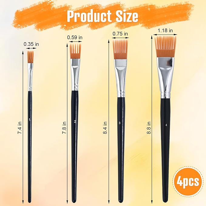 4Pcs Comb Artist Brush Set, Professional Grainer Brush, Paint Brush Comb, Paintbrush for Acrylic Painting, Oil, and Watercolor