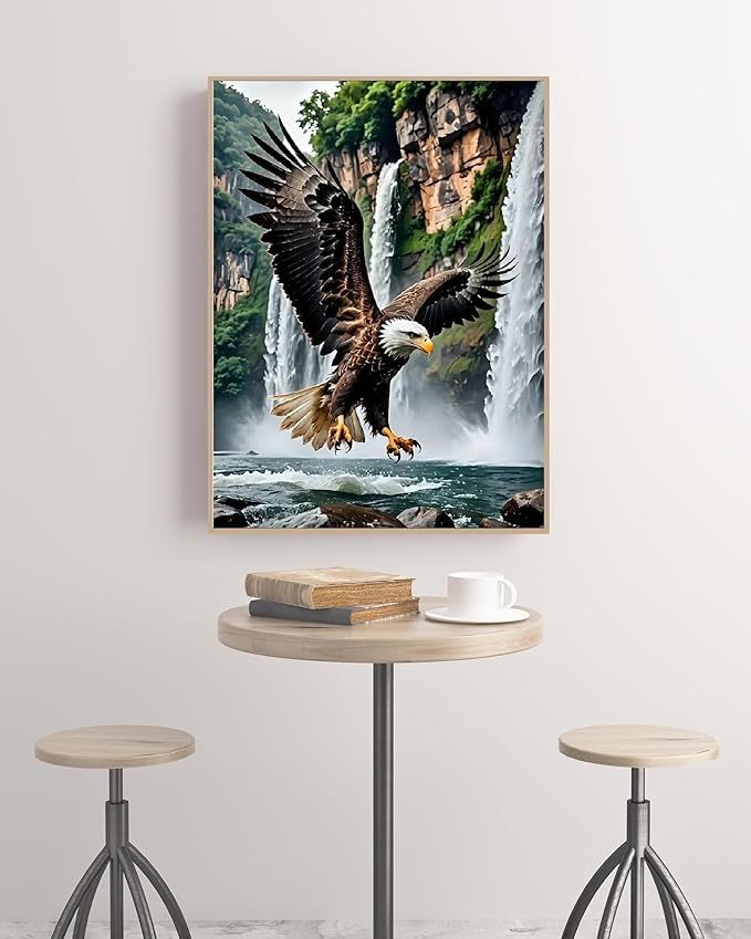 askkqtx Eagle Diamond Art Kits for Adults, Waterfall Diamond Painting Kits for Beginners, DIY 5D Full Drill Crystal Rhinestone Gem Art Craft Home Decor 12x16 Inch