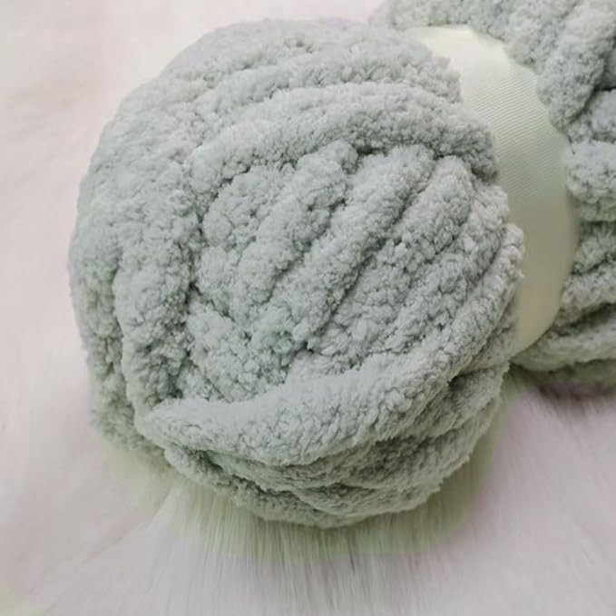 Light Gray Chunky Chenille Yarn for Crocheting Bulky Thick Fluffy Yarn for Knitting,Super Bulky Hand Blanket, Soft Plush Yarn Crochet Carpet/Scarf/Cushion/ 8 Jumbo Pack(63.76oz/197.68yd