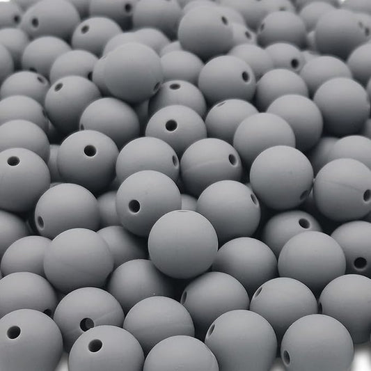 DIYOMR 100Pcs Silicone Beads, Single Color Round Rubber Craft Beads for Bracelet, Necklace, Keychain, Jewelry, Lanyard DIY Crafts Making (12mm, Dark Grey)