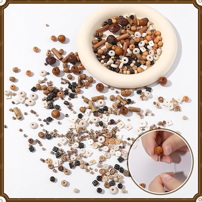 RACIOCK 630Pcs Natural Coconut Shell Beading for Jewelry Making Kit - Handmade Boho Craft Beads with Wood & Shell Spacers for Bracelet, Necklace, DIY Crafts, Boho Style Jewelry Gifts for Woman Man