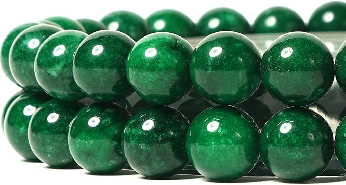 10mm Natural Blackish Green Chalcedony Round Bead - 35PCS Bulk Gemstone Beads for Jewelry Making, DIY Bracelets, Necklaces - Includes Crystal Stretch Cord - Stone Beads for Crafting Gifts