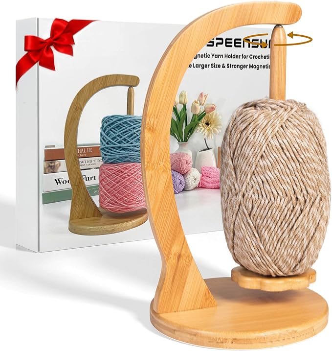 SPEENSUN Yarn Holder for Crocheting, Upgrade Larger Size & Magnetic Crochet Yarn Holder, Rotating Design Holds Most Yarns Up to 1.1 lbs, Crochet Gift for Knitting Lovers with Packaging Box