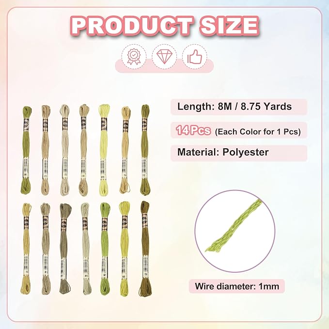 PATIKIL 14 Skeins Embroidery Floss, Polyester Embroidery Threads Bracelets String for Cross-Stitch Hand Embroidery, Multicolored Gray