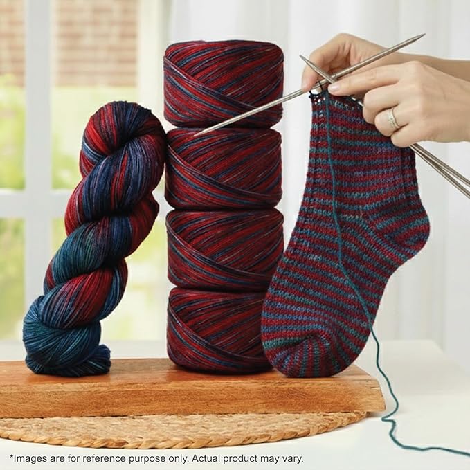 KnitPro Symfonie Fingering Weight Hand Dyed Variegated Yarn Skein | Extra Fine Merino Wool & Polyamide Blend for Knitting & Crocheting, Oeko-TEX Certified 400m, 100g | Terra Twilight Flame