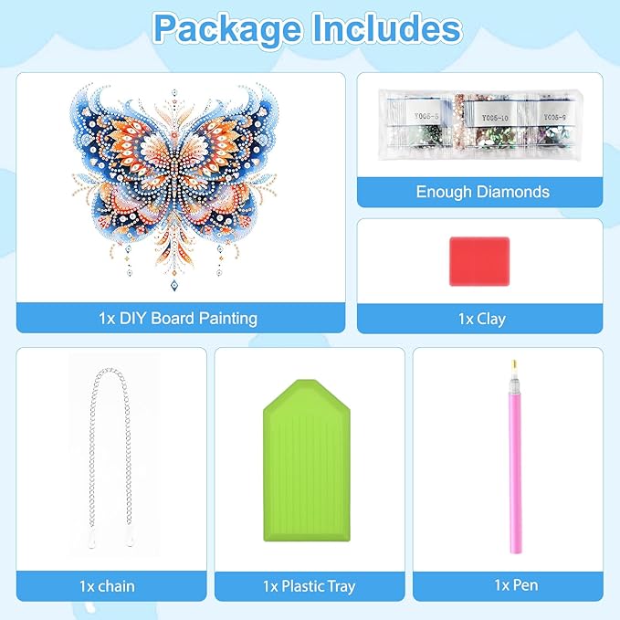 TOSTOG Diamond Art Hanging Kits for Adults, Butterfly Diamond Painting for Adults Window Pendant, Magical Butterfly Special Shape Diamonds Diamond Painting Hanging Pendant Kit for Decor Gift
