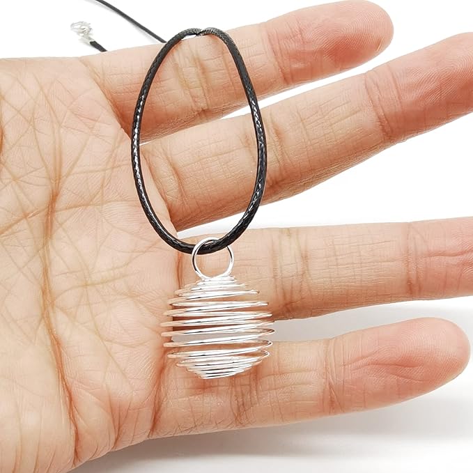 60PCS Spiral Bead Cages Pendants with 60PCS Chains Silver Plated for Jewelry Making Crafting Findings(8mm,14mm,20mm,25mm)