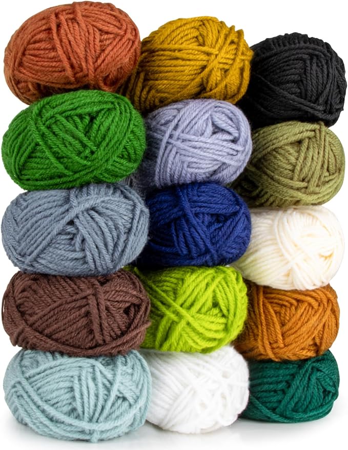15 Pack x 20g Acrylic Yarn - Soft Knitting Yarn for Crocheting for Crafts Skeins for Crocheting DIY Bulk for Handicraft Knitting Scarves Ideal Gift for Beginners and Adults