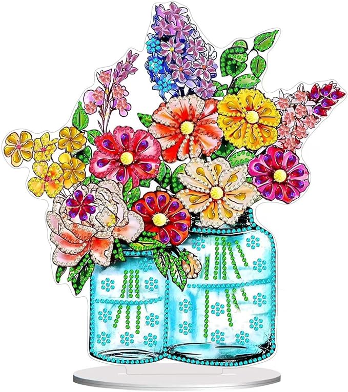 hyzsj DIY Diamond Desktop Ornament Vase,Crystal Diamond Art Painting Tabletop Ornaments Single Sided,Ornament for Adult Beginner Home Office Decor Crafts Gift