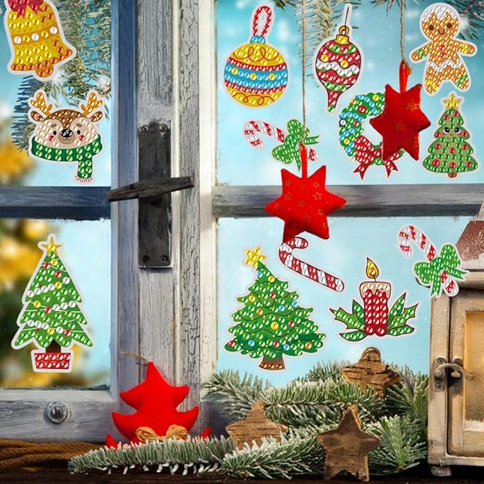 Labeol Diamond Art Kits for Kids Boys and Girls Ages 6-8-10-12 Easy to DIY Creative Diamond Art Sticker Craft by Numbers Kits for Kids and Adult Beginners (Christmas)