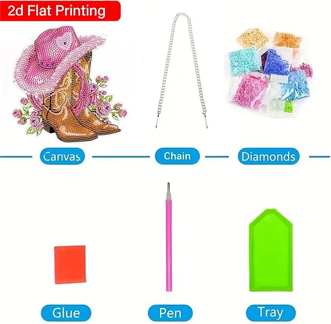 ZeeLionArt Hanging Diamonds Art kit for Adult,Pink Boots Pendant Diamonds Painting Art Kit,7.6x7.6inch Acrylic Diamonds Painting Board Kit Ornament, Special Crystal Diamond Hanging Ornament
