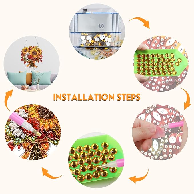NEWENMO Diamond Art Hanging Kit for Adult, Sunflower Bouquet, DIY Double Sided Acrylic Special Shaped Diamond Art Painting Window Pendant Flowers, Home Garden Wall Hanging Ornament Kits