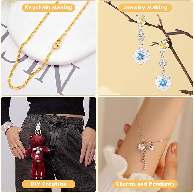 PAXCOO Keychain Making Kit, Keychain Craft Supplies Including Key Chain Hooks, Lobster Clasps, Key Rings and Jump Rings for Key Chain Making and Jewelry Making