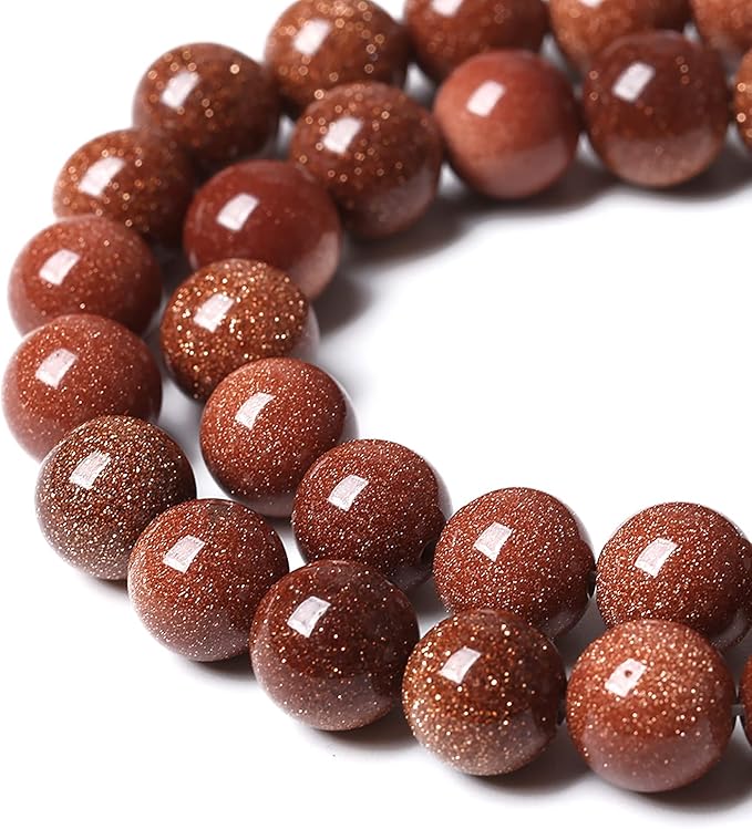 32pcs 12mm Natural Gold Sandstone Beads Gemstone Round Loose Beads for Jewelry Making DIY Bracelet Necklace 15“