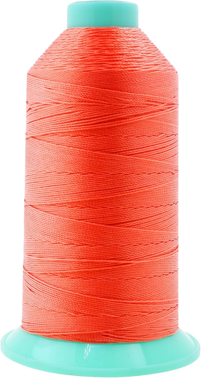Mandala Crafts Size 207 630D T210 Bonded Nylon Thread - Coral 800 YDs Tex 210 Heavy Duty Sewing Threads for Leather, Jeans, Weaving, Outdoor Marine Upholstery