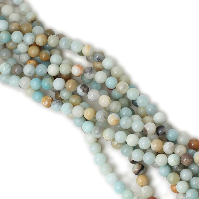 cheavian 45pcs 8mm natural mix color amazonite gemstone round loose beads stone beads for jewelry making diy 1 strand 15"