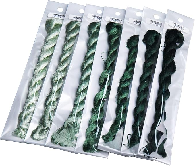Natural 100% Silk Thread, Handmade Embroidery Thread Silk Floss 7 Colors 110m Each (19)