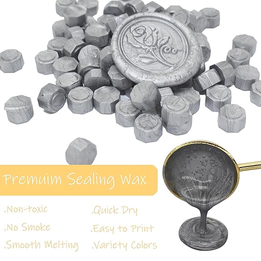 andotopee premium 600pcs silver wax seal beads - octagon wax pellets refill pack for wedding invitation decor, letter envelope seal, diy crafts