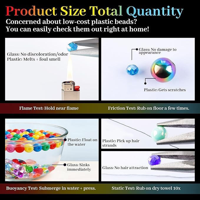 2215 Pcs Glass Beads for Jewelry Making –High Shine, Faceted Cut Crystal Rainbow Beads, DIY Bracelet Necklace Earring Craft Kit and Lamp Decor with Organizer Box for Valentine's Day, Colorful