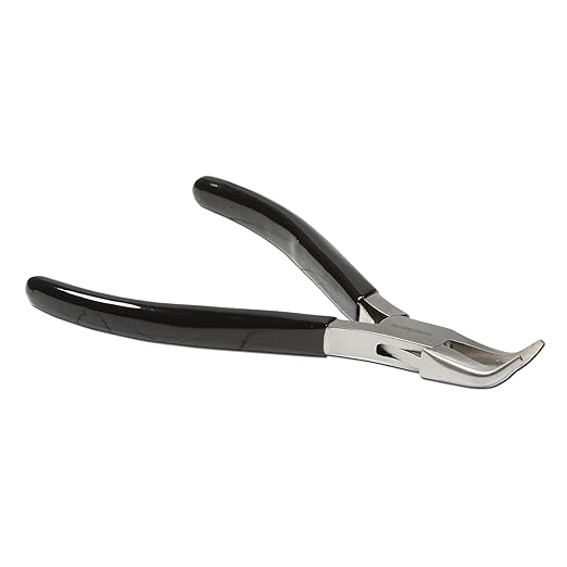 The Beadsmith Bent Chain Nose Pliers – Extra Fine Tips – 4.5 inches (114mm) – PVC Grip Handle with Double Leaf Springs – Jewelry Making Tool for Creating Bracelets, Earrings and Necklaces