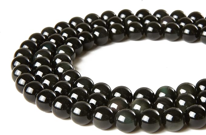 100pcs 6mm black obsidian beads natural gemstone beads round loose beads for jewelry making