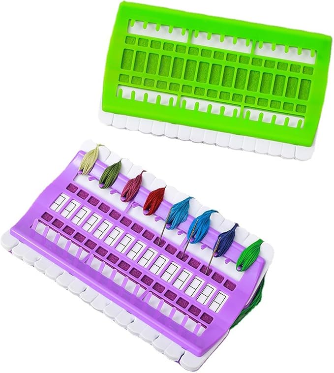 DD-life 2 Pcs 30 Positions Embroidery Thread Organizer Cross Stitch Tool Embroidery Floss Organizer Kit (1 Blue,1 Pink