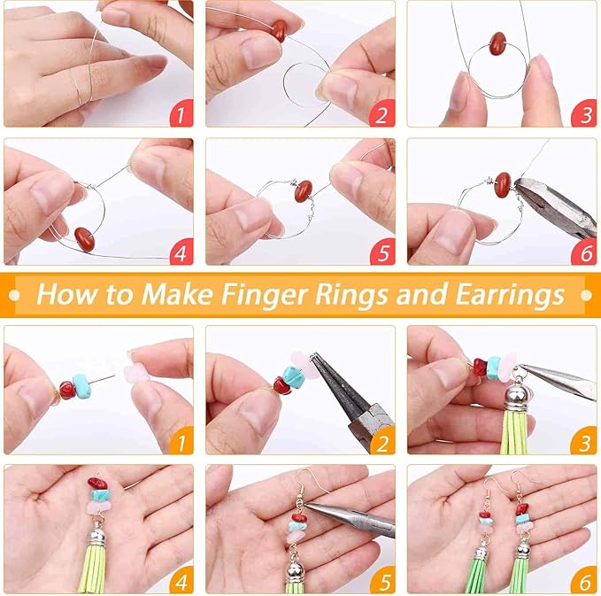 Crystal Chips Beads for Ring Making, 28 Colors Gemstone Beads for Jewelry Making, Crystal Ring Making Kit with Plastic Box for Jewelry Ring, Bracelets, Earring Making Supplies