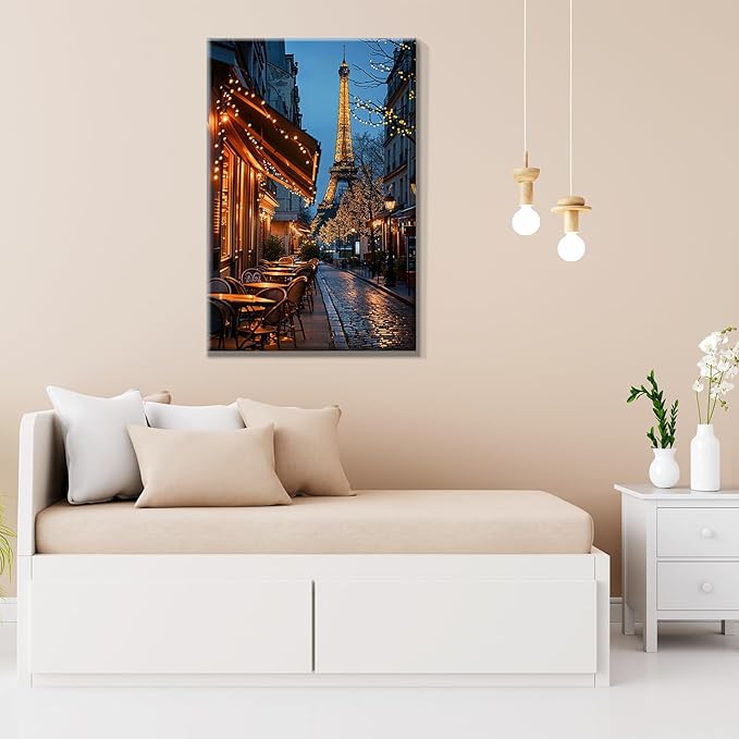 JOOZ Paint by Numbers Kit for Adults with Frame Eiffel Tower Paint by Number with Easel City Street Scene Adult Paint by Number Kits DIY Oil Painting Kits for Gift Home Wall Decor 7.87x11.81 Inch